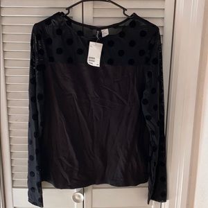 Black polka dot long sleeve -brand new